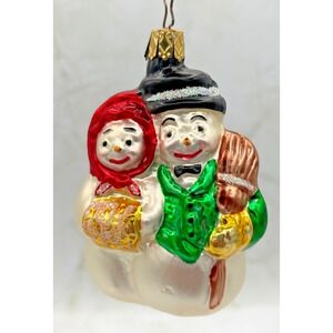 Vintage Inge Glas OWC 2523 Snowy Sweethearts German Glass Ornament Hand Painted